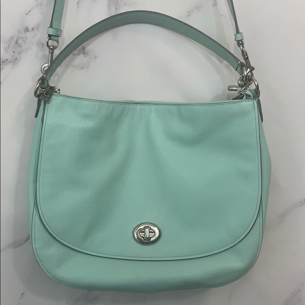 Coach Mint Green Leather Hobo Shoulder Bag